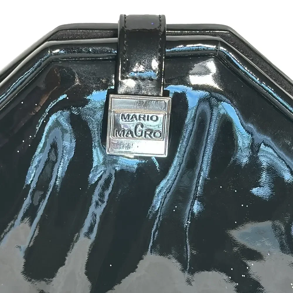 MARIO MaGRO BEVERLY HILLS designer Patent leather handbag with glitter very rare